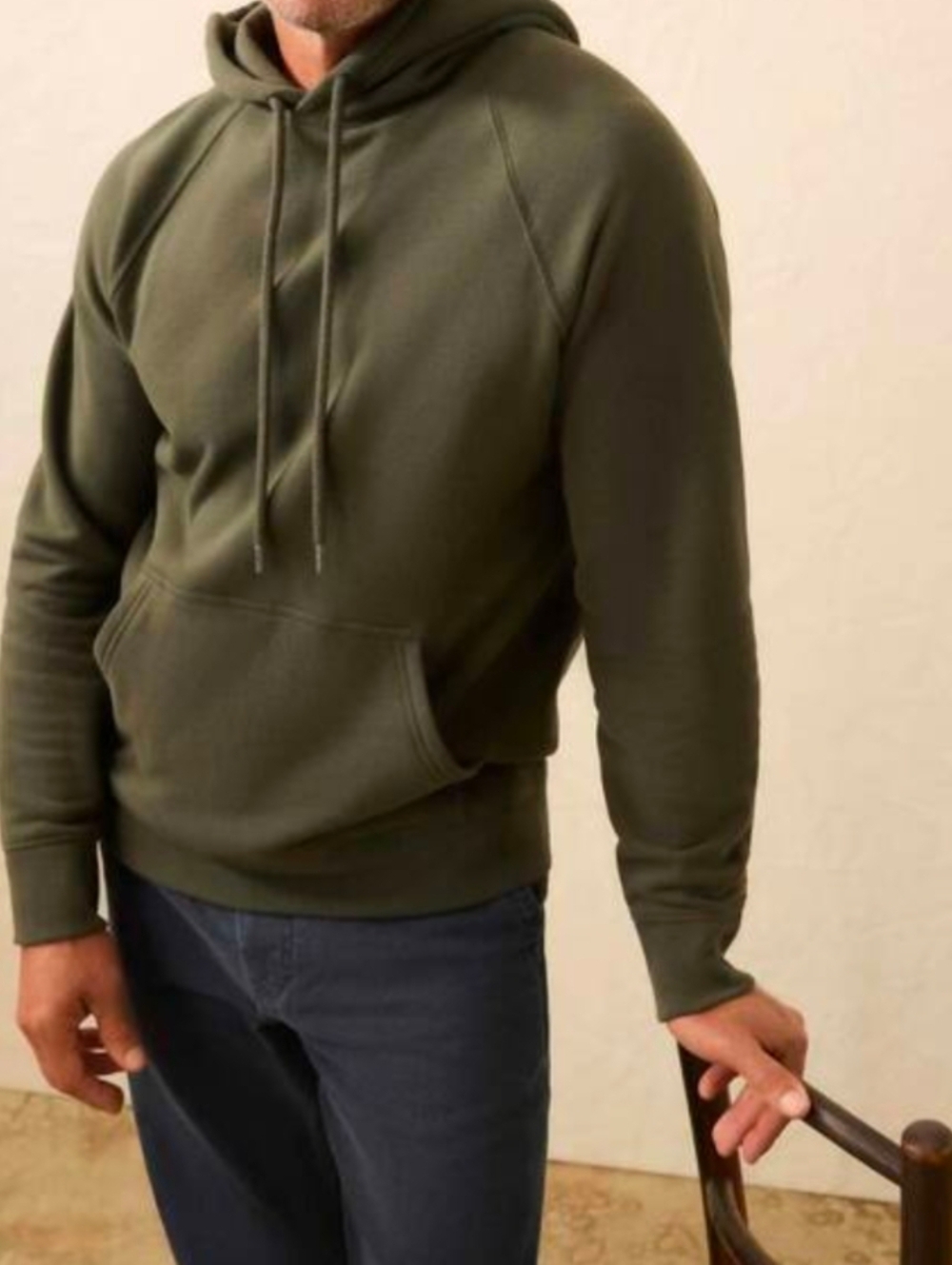 FAHERTY high standard fleece long sleeve hoodie in fall evergreen size medium